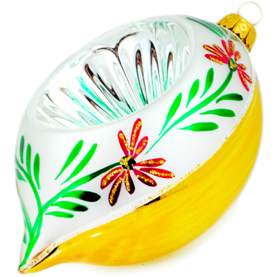 Glass Christmas Ball Ornament 6&quot; Yellow Spring