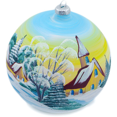 Polish Pottery Christmas Ball Ornament 7&quot; Frost Home