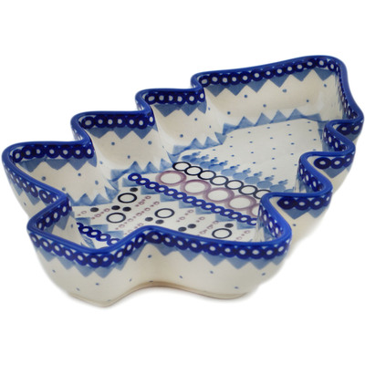 Polish Pottery Christmas Tree Bowl 9&quot; Abstract Eruption UNIKAT