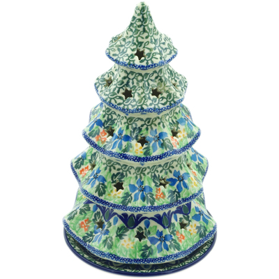 Polish Pottery Christmas Tree Candle Holder 10&quot; Abundant Spring UNIKAT
