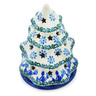 Polish Pottery Christmas Tree Candle Holder 6&quot; Blue Butterfly