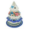 Polish Pottery Christmas Tree Candle Holder 6&quot; Ring Of Flowers UNIKAT