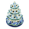 Polish Pottery Christmas Tree Candle Holder 7&quot; Blue Butterfly