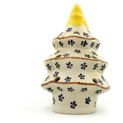 Polish Pottery Christmas Tree Candle Holder 7&quot; Five Dot Daisy