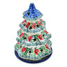 Polish Pottery Christmas Tree Candle Holder 8&quot; Red Pansy