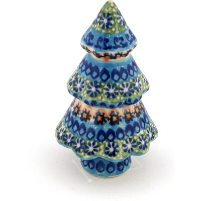 Polish Pottery Christmas Tree Figurine 5&quot; UNIKAT