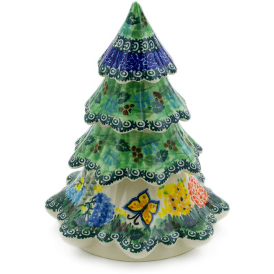 Polish Pottery Christmas Tree Figurine 7&quot; Butterfly Garden UNIKAT