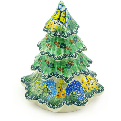 Polish Pottery Christmas Tree Figurine 7&quot; Spring Garden UNIKAT