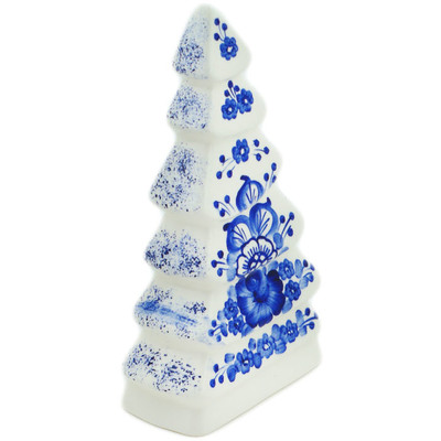 Polish Pottery Christmas Tree Figurine 9&quot; Retro Cobalt