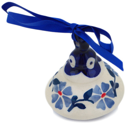 Polish Pottery Christmas Tree Ornament 3&quot; Peacock Forget-me-not