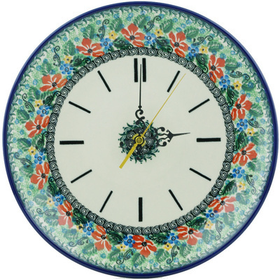 Polish Pottery Clock 10&quot; Marvellous Ornament UNIKAT