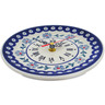 Polish Pottery Clock 8&quot; Peacock Forget-me-not