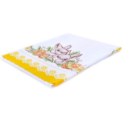 Textile Cloth Table Runner 39&quot; Easter Bunny Yellow