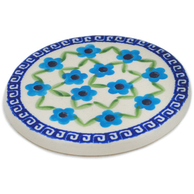 Polish Pottery Coaster 3&quot; Greek Daisies