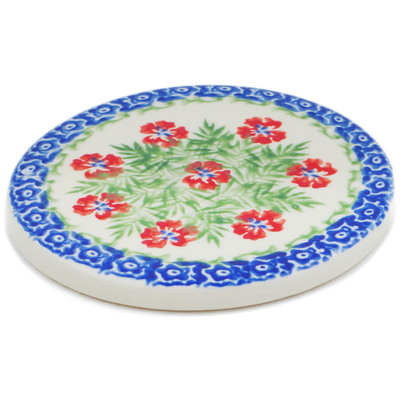 Polish Pottery Coaster 3&quot; Midsummer Bloom