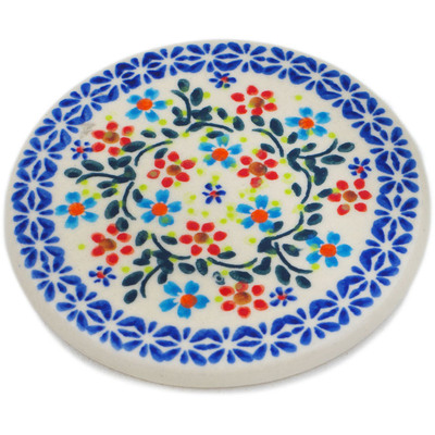 Polish Pottery Coaster 3&quot; Neon Wreath