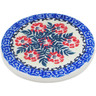 Polish Pottery Coaster 3&quot; Red Wreath