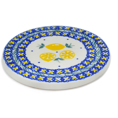 Polish Pottery Coaster 3&quot; When Life Gives You Lemons