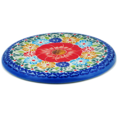 Polish Pottery Coaster 4&quot; Summer Bunch