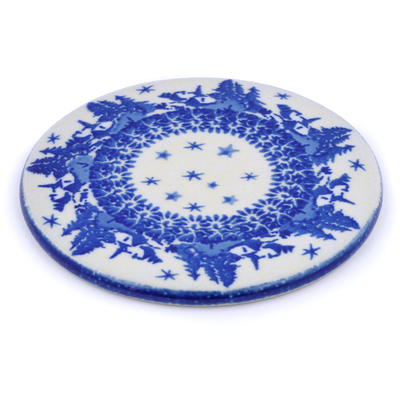Polish Pottery Coaster Blue Winter