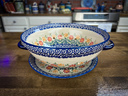 Polish Pottery Colander with Plate 11&quot; Wave Of Flowers