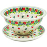Polish Pottery Colander with Plate 8&quot; Berry Burst