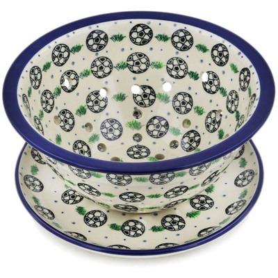 Polish Pottery Colander with Plate 8&quot; Kickin&#039; It