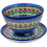 Polish Pottery Colander with Plate 8&quot; Maraschino