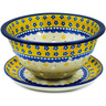 Polish Pottery Colander with Plate 8&quot; Sunshine Daisies