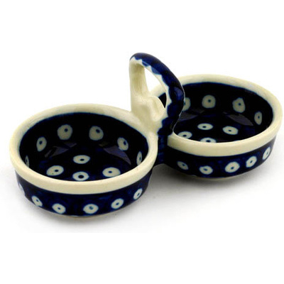 Polish Pottery Condiment Dish 5&quot; Blue Eyes