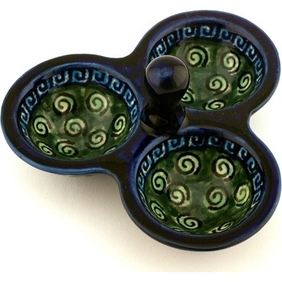 Polish Pottery Condiment Dish 5&quot; Harlequin UNIKAT