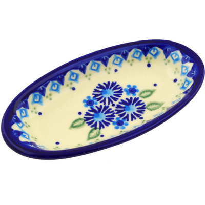 Polish Pottery Condiment Dish 6&quot; Aster Patches