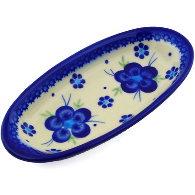Polish Pottery Condiment Dish 6&quot; Bleu-belle Fleur