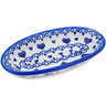 Polish Pottery Condiment Dish 6&quot; Blue Valentine Hearts