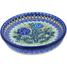 Polish Pottery Condiment Dish 6&quot; Brilliant Blue Rose UNIKAT