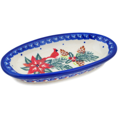 Polish Pottery Condiment Dish 6&quot; Cardinal&#039;s Home UNIKAT