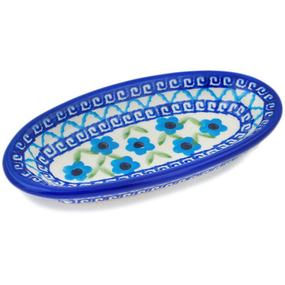 Polish Pottery Condiment Dish 6&quot; Greek Daisies