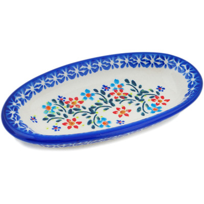 Polish Pottery Condiment Dish 6&quot; Neon Wreath