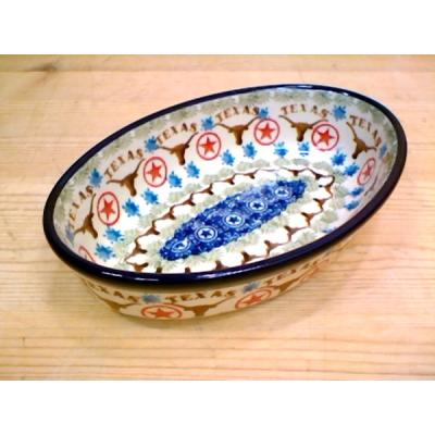 Polish Pottery Condiment Dish 6&quot; State Of Texas