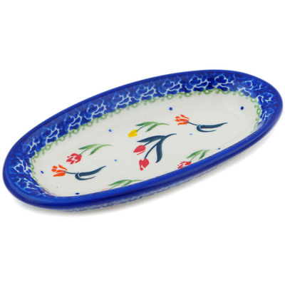 Polish Pottery Condiment Dish 6&quot; Tulip Meadow