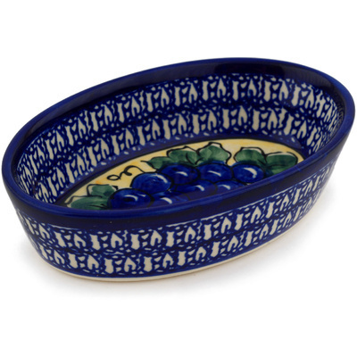 Polish Pottery Condiment Dish 6&quot; Tuscan Grapes