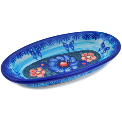 Polish Pottery Condiment Dish 7&quot; Midnight Garden