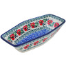Polish Pottery Condiment Dish 8&quot; Red Pansy
