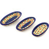 Polish Pottery Condiment set of 3 nesting dishes: 7&frac14;-inch, 6&frac12;-inch, 5&frac34;-inch Daisy Stitches