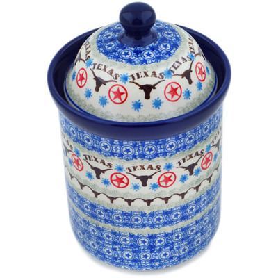 Polish Pottery Cookie Jar 8&quot; Texas State