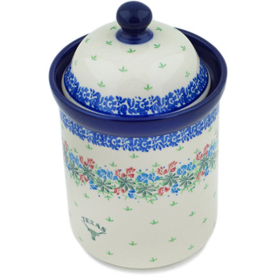 Polish Pottery Cookie Jar 8&quot; Texas Wildflower