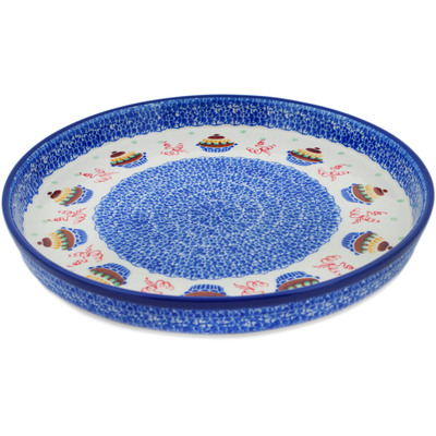 Polish Pottery Cookie Platter 10&quot; Birthday Cupcakes