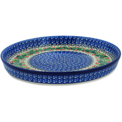 Polish Pottery Cookie Platter 10&quot; Blooming Rowan