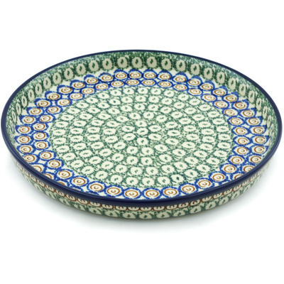 Polish Pottery Cookie Platter 10&quot; Green Apple