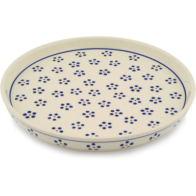 Polish Pottery Cookie Platter 9&quot; Daisy Dots